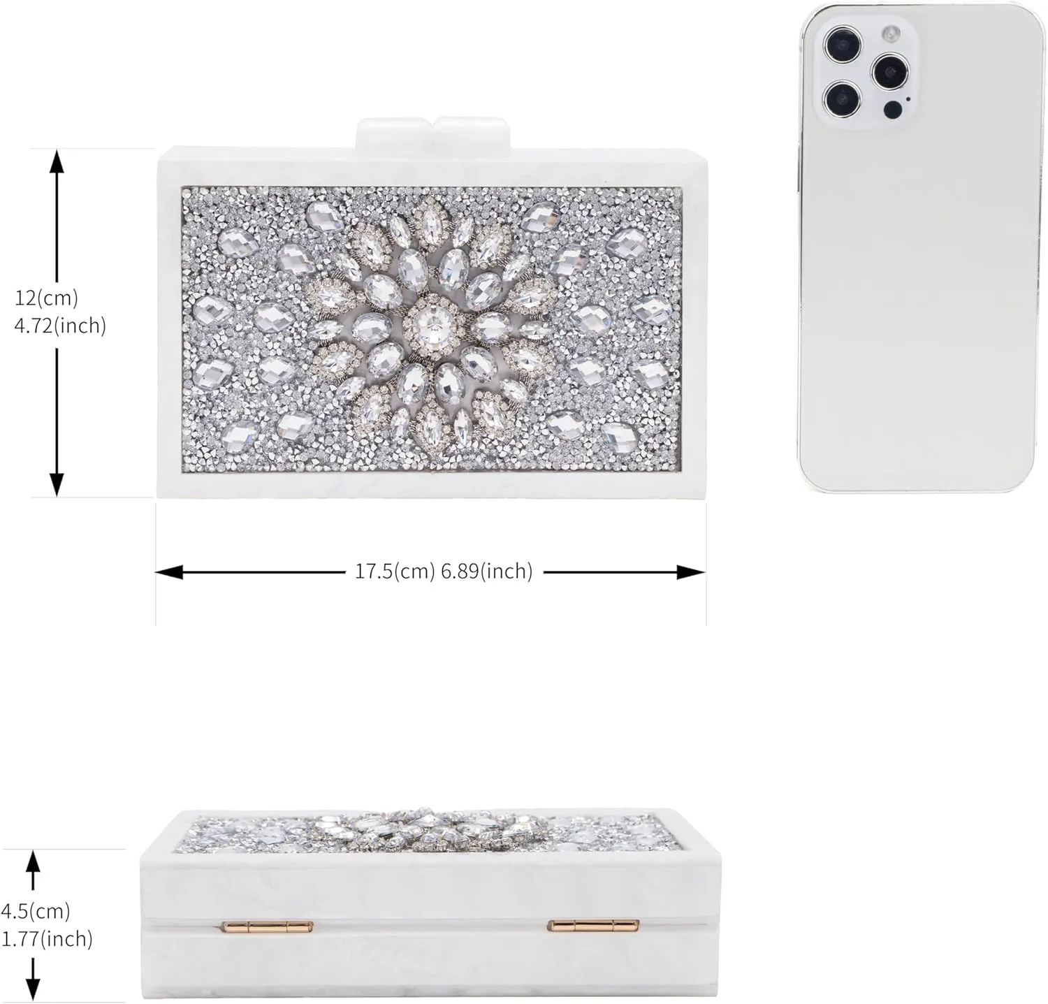 Purse for Women Rhinestones Clutch Bag Acrylic Evening Bag for Wedding Party Shoulder Crossbody Bag with Chain Strap