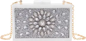 Purse for Women Rhinestones Clutch Bag Acrylic Evening Bag for Wedding Party Shoulder Crossbody Bag with Chain Strap
