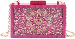 Purse for Women Rhinestones Clutch Bag Acrylic Evening Bag for Wedding Party Shoulder Crossbody Bag with Chain Strap