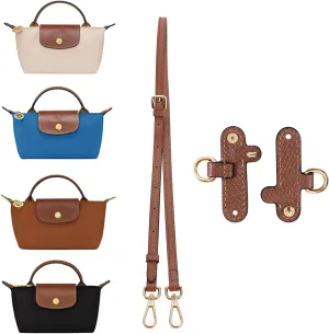 Purse Straps Replacement,Leather Handbag Crossbody Shoulder Strap Adjustable for Longchamp Mini Bag Women (Brown)