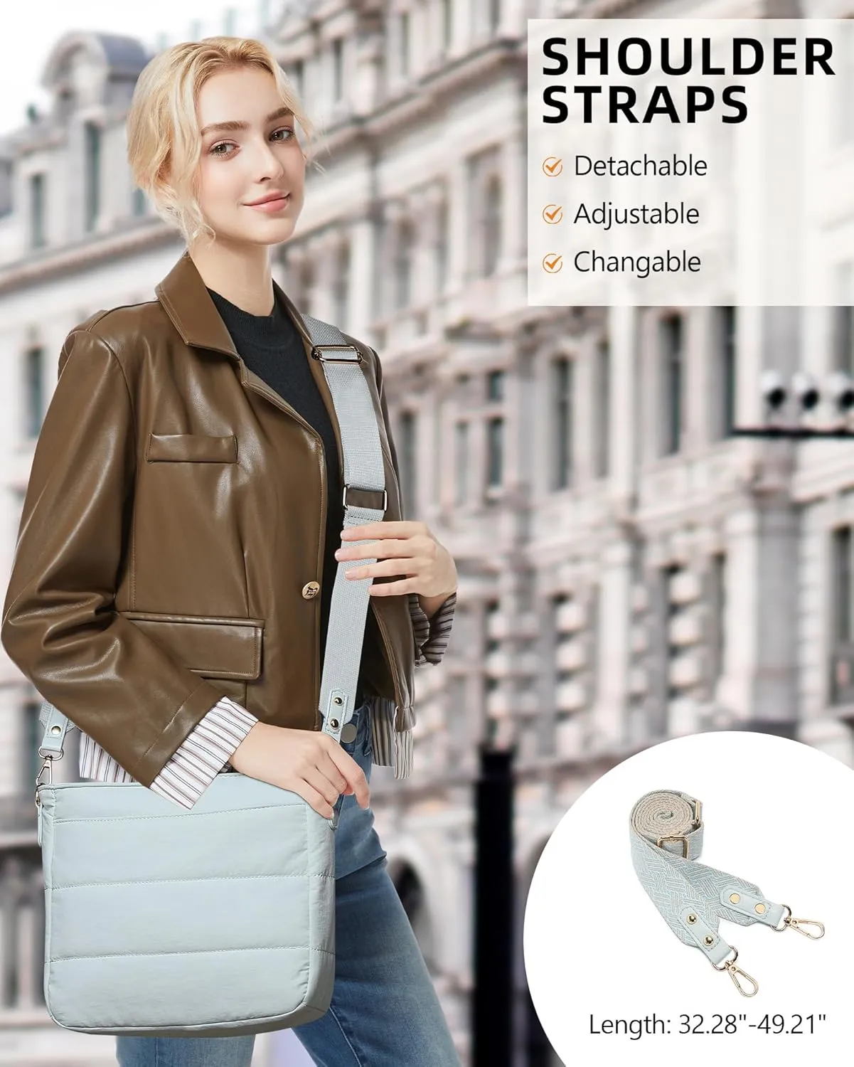 Purses for Women 2PCS Puffer Quilted Crossbody Shoulder Hobo Bags Trendy Ladies Handbag with Coin Wallet 2 Adjustable Straps
