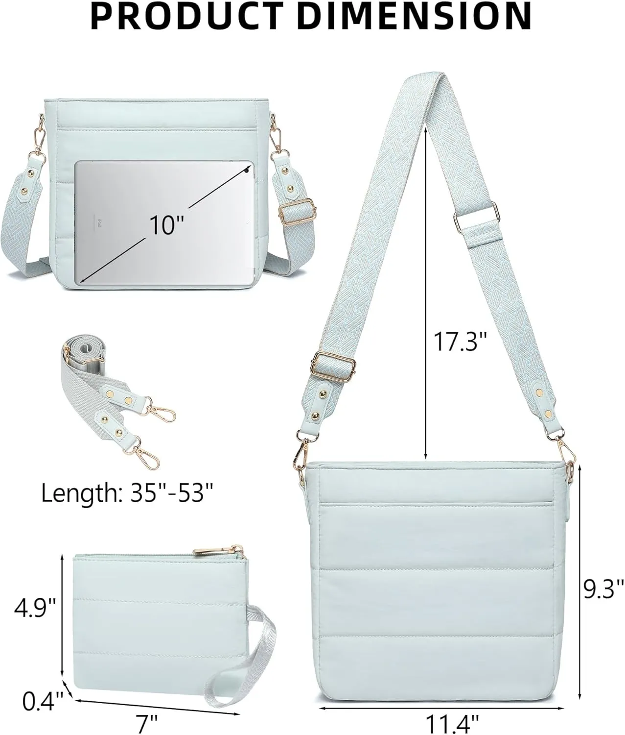 Purses for Women 2PCS Puffer Quilted Crossbody Shoulder Hobo Bags Trendy Ladies Handbag with Coin Wallet 2 Adjustable Straps