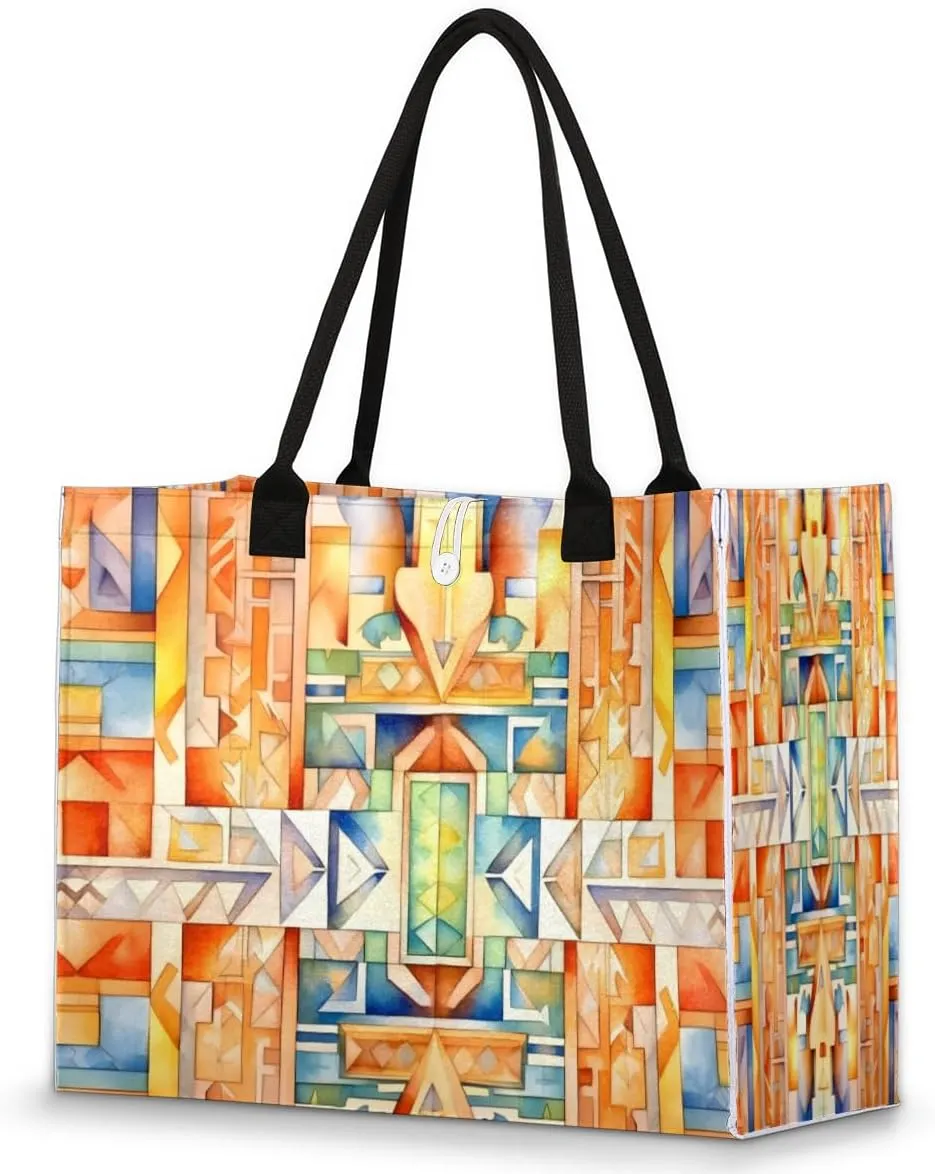 QsirBC Abstract Art Tote Bag for Women Shoulder Bags with Pockets Handbags Purses Large Totes
