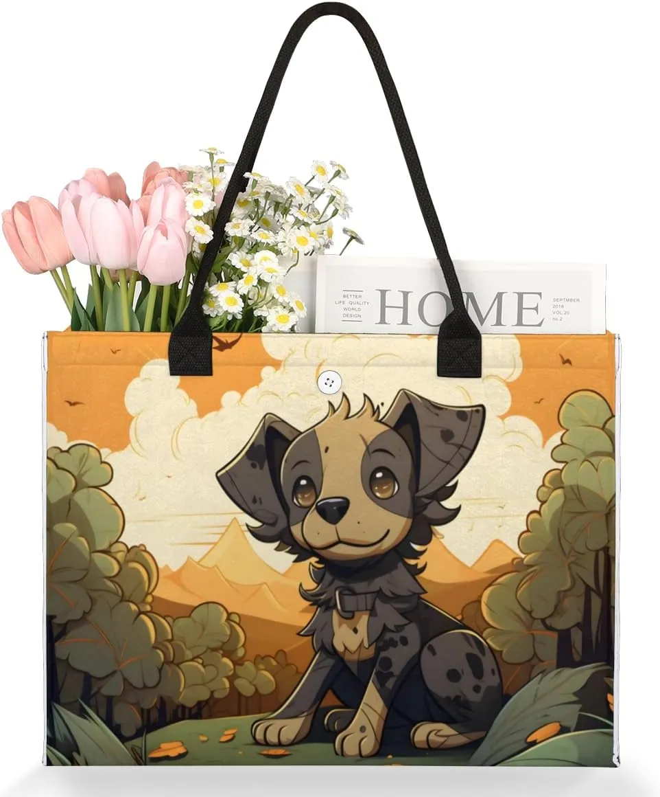 QsirBC Animals Dogs Tote Bag for Women Shoulder Bags with Pockets Handbags Purses Large Totes