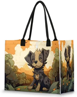 QsirBC Animals Dogs Tote Bag for Women Shoulder Bags with Pockets Handbags Purses Large Totes