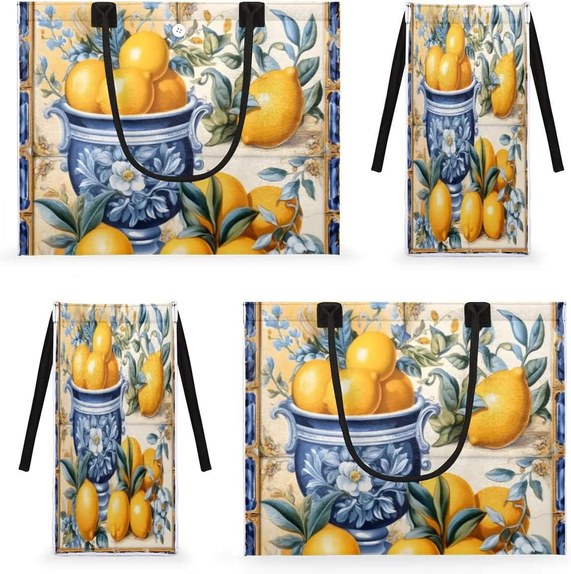 QsirBC Lemon Plant Texture Tote Bag for Women Shoulder Bags with Pockets Handbags Purses Large Totes