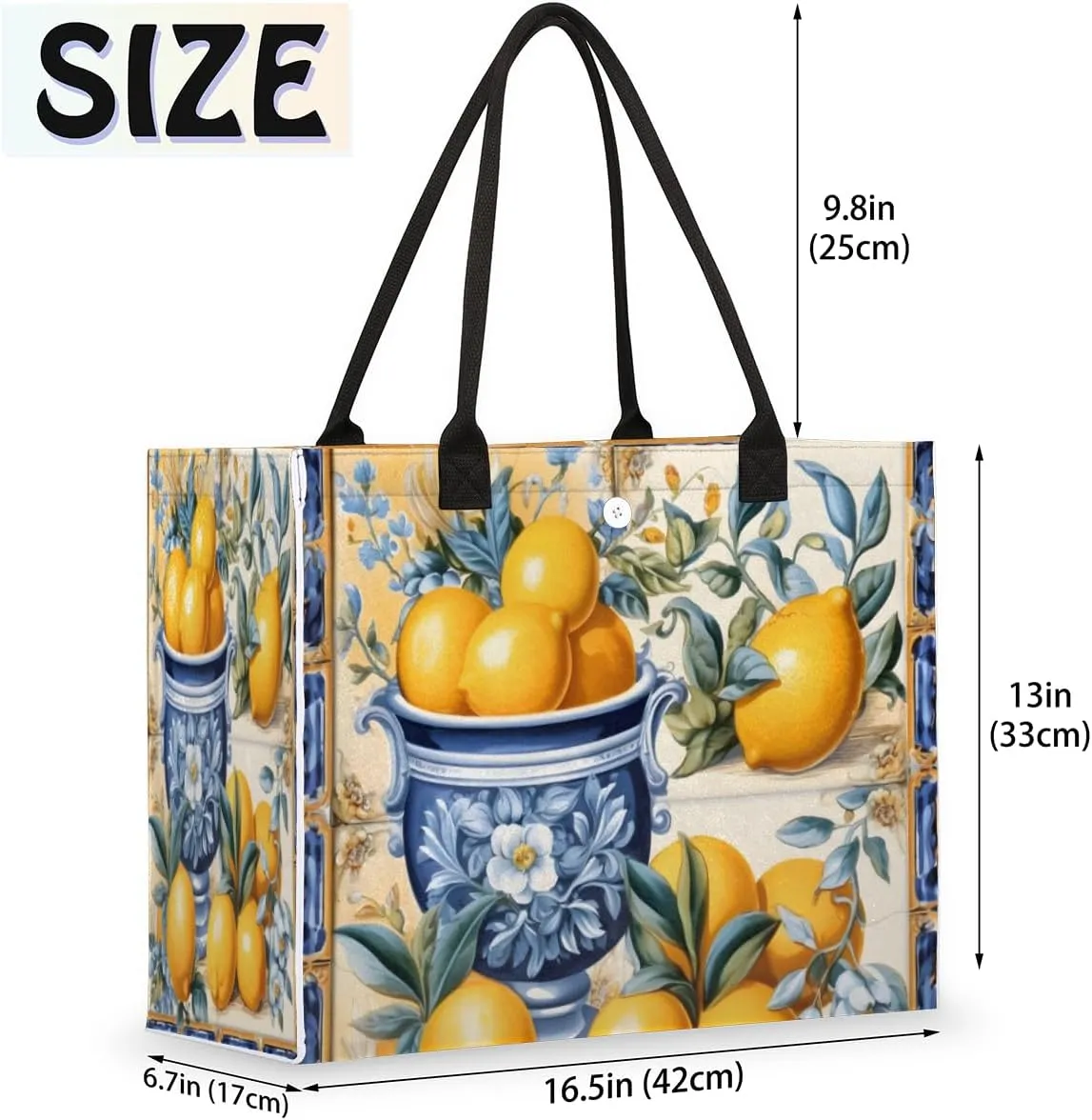 QsirBC Lemon Plant Texture Tote Bag for Women Shoulder Bags with Pockets Handbags Purses Large Totes