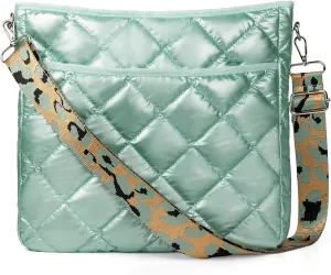 Quilted Crossbody & Puffer Shoulder Bag, Tote with Zipper - Fashion Cotton Quilted Ladies Handbag