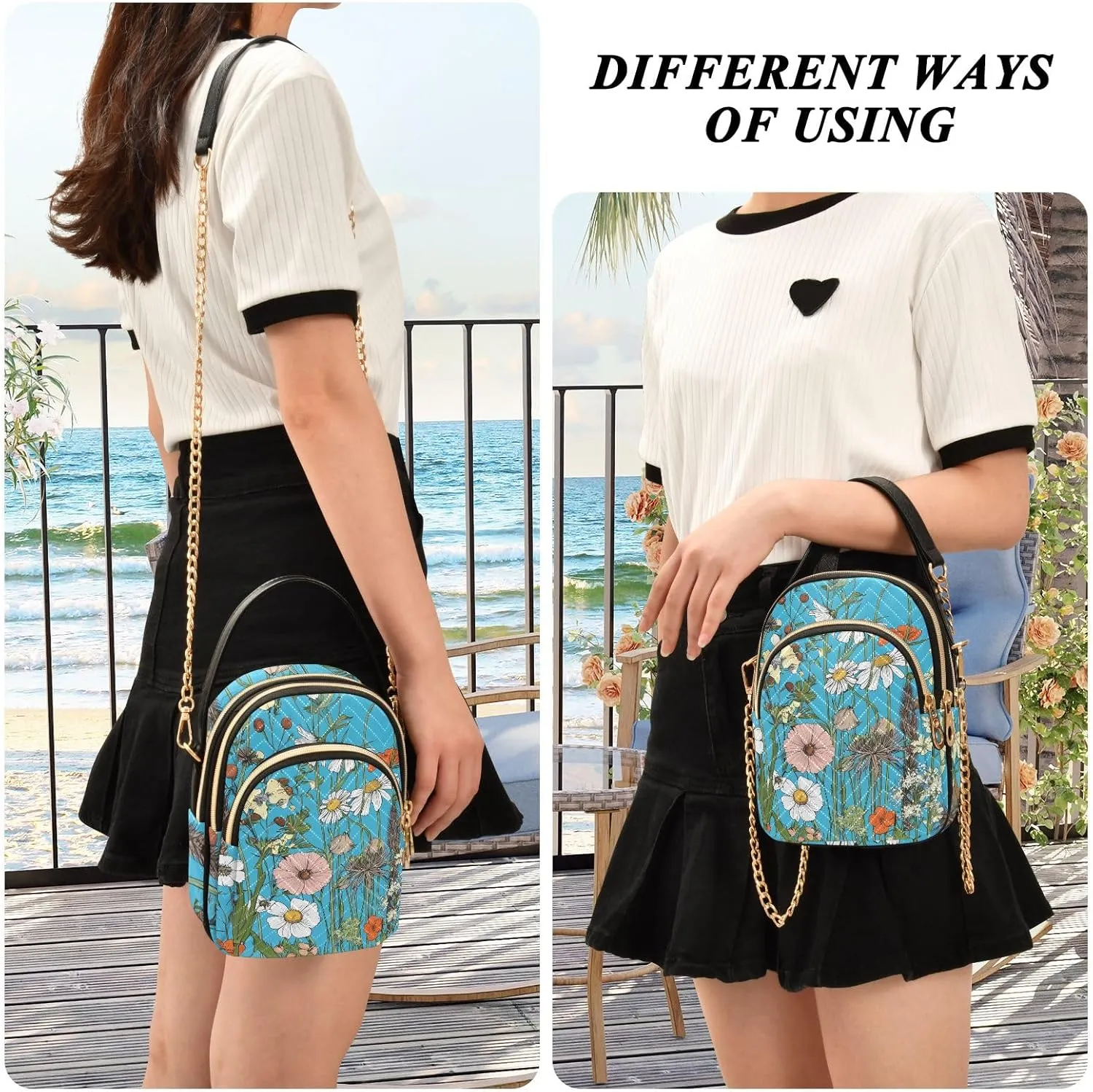 Quilted Crossbody Bag Small Shoulder Purse Women's Handbags Phone Purse with Chain