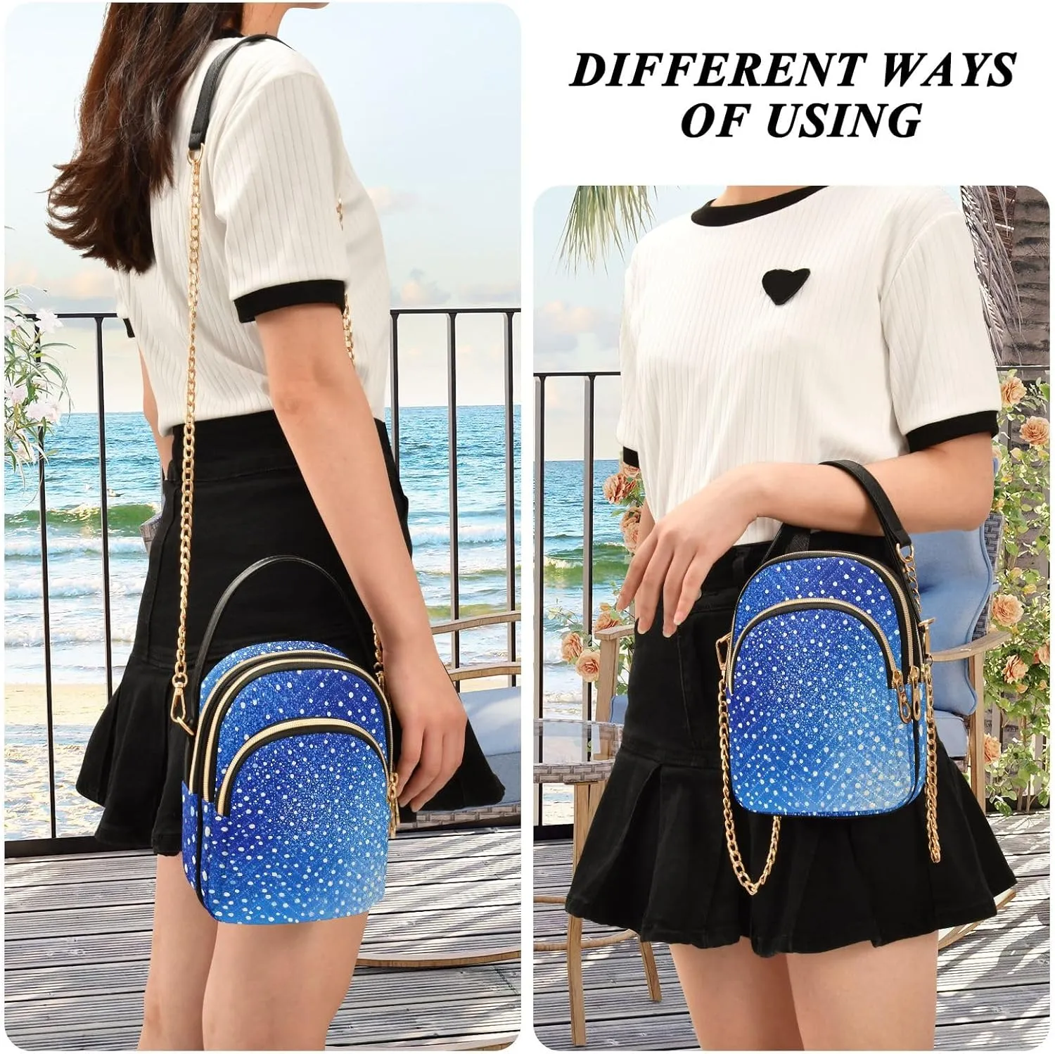 Quilted Crossbody Bag Small Shoulder Purse Women's Handbags Phone Purse with Chain
