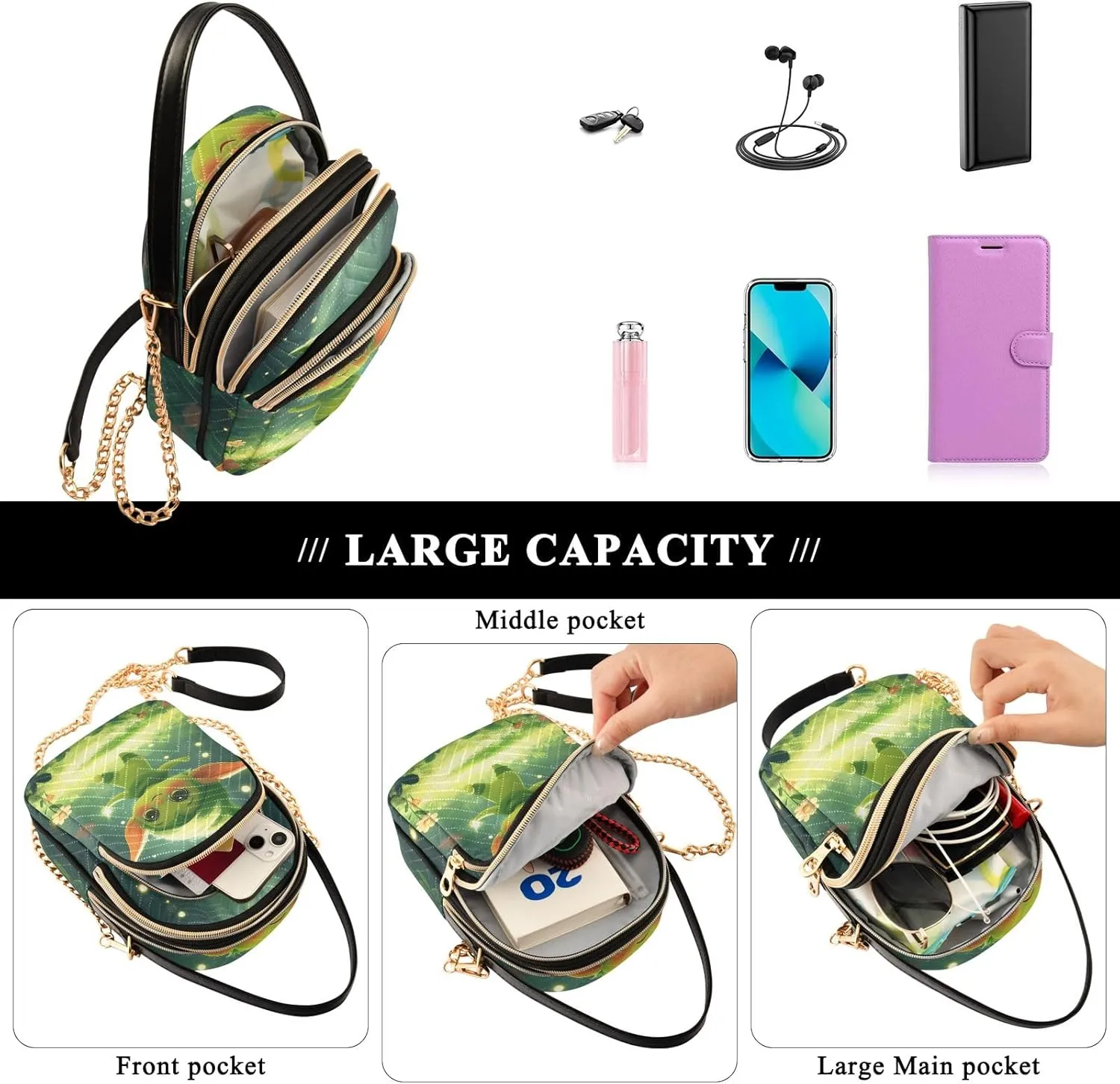 Quilted Crossbody Bag Small Shoulder Purse Women's Handbags Phone Purse with Chain