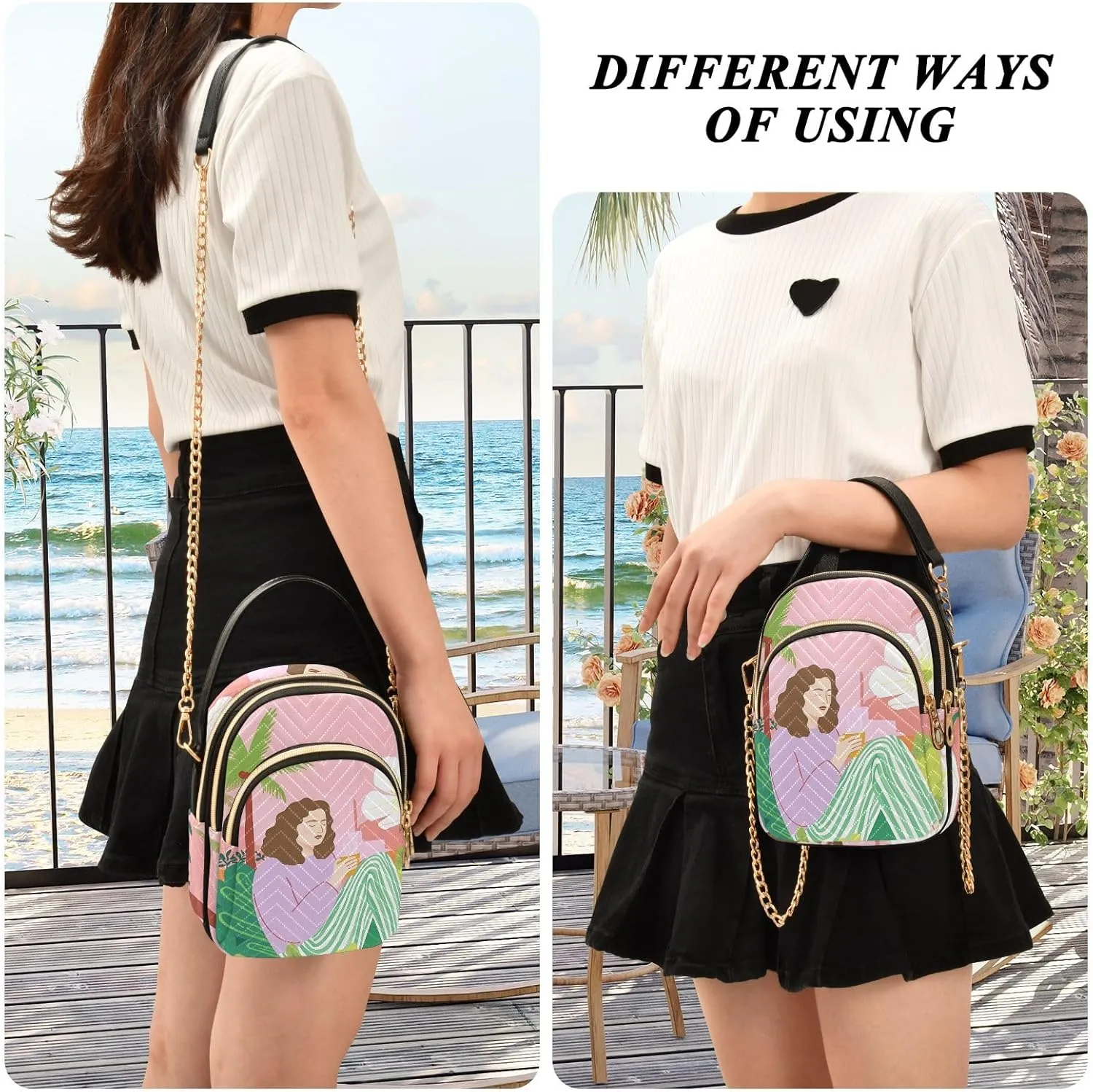 Quilted Crossbody Bag Small Shoulder Purse Women's Handbags Phone Purse with Chain