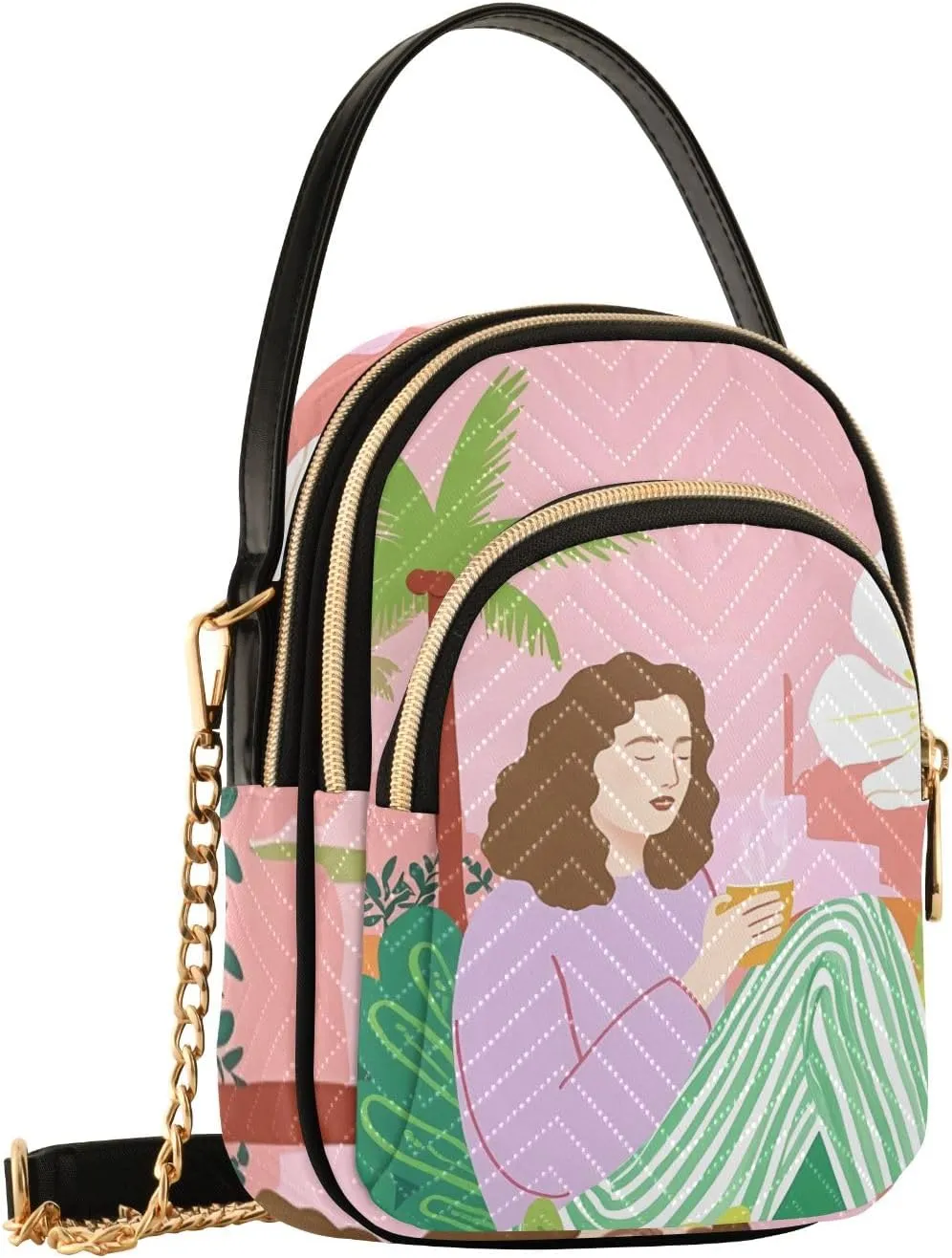Quilted Crossbody Bag Small Shoulder Purse Women's Handbags Phone Purse with Chain