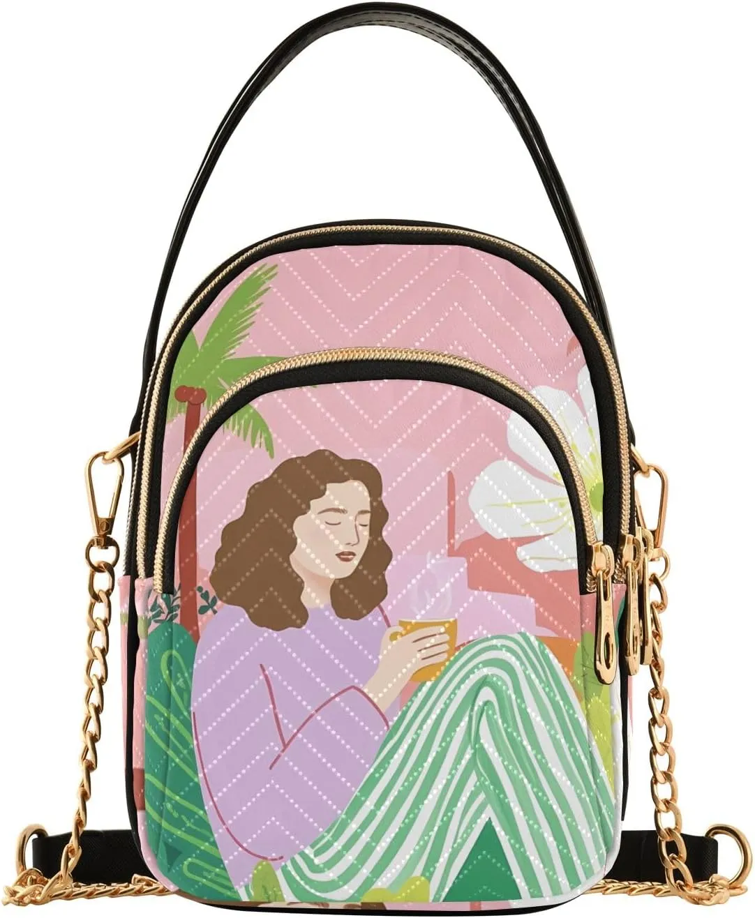 Quilted Crossbody Bag Small Shoulder Purse Women's Handbags Phone Purse with Chain