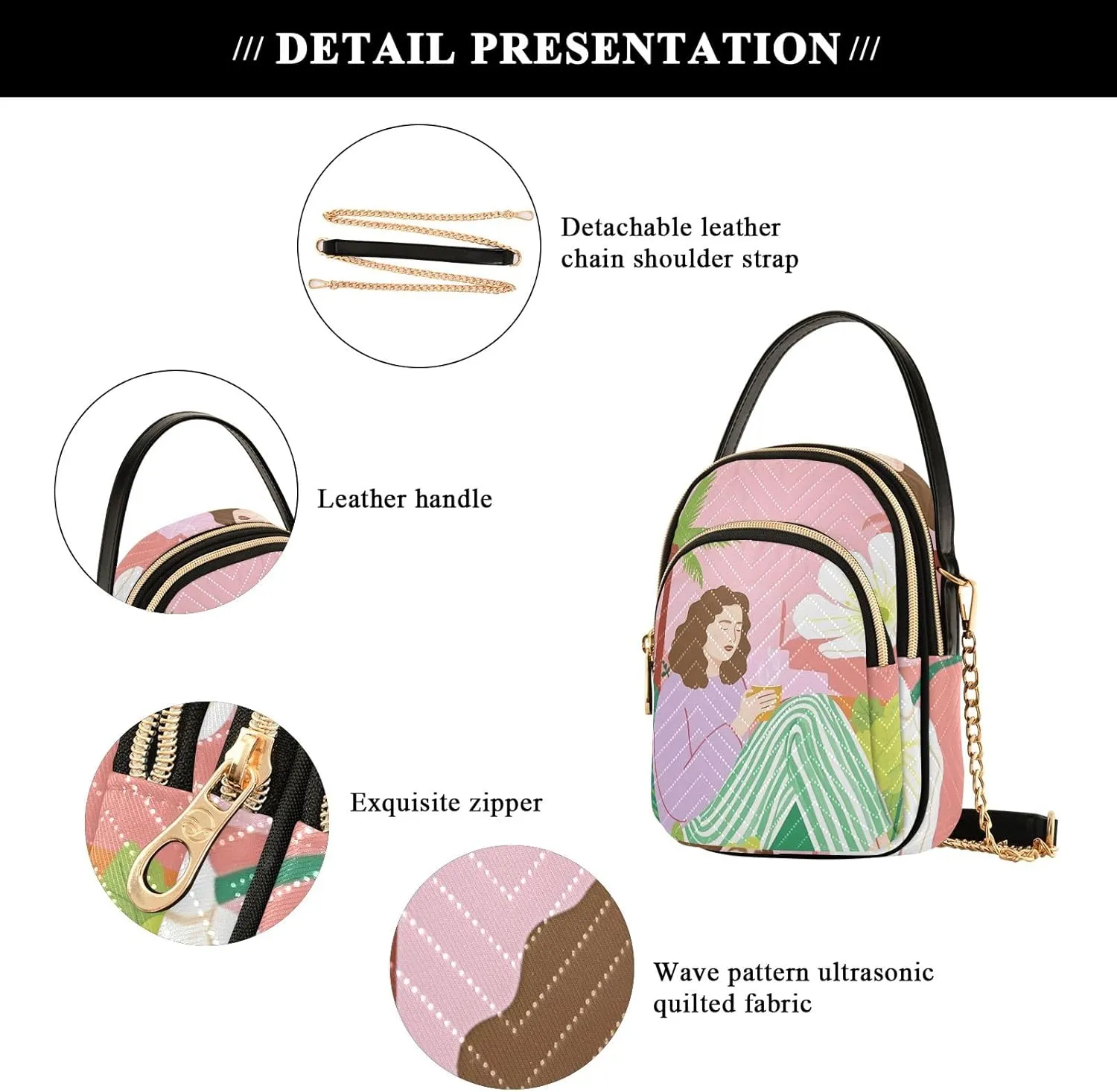 Quilted Crossbody Bag Small Shoulder Purse Women's Handbags Phone Purse with Chain