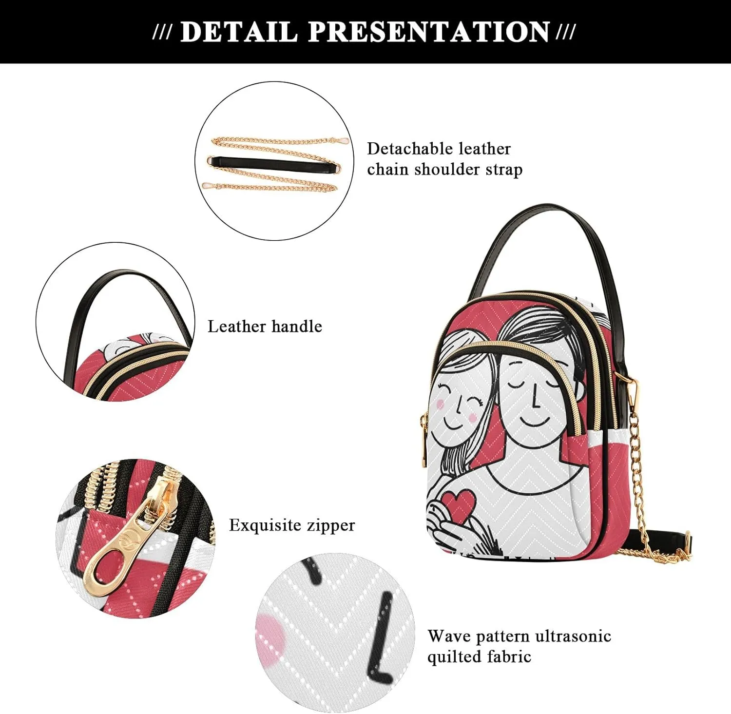 Quilted Crossbody Bag Small Shoulder Purse Women's Handbags Phone Purse with Chain