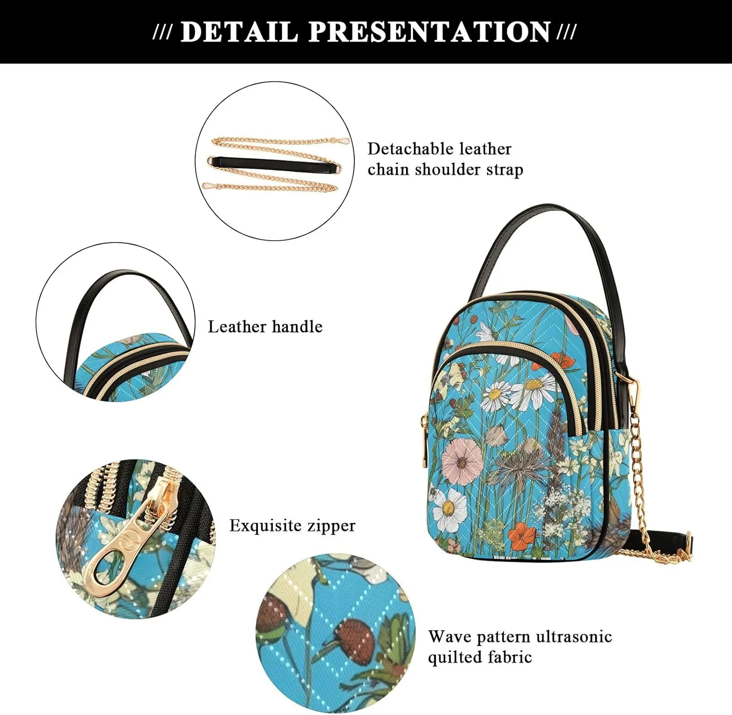 Quilted Crossbody Bag Small Shoulder Purse Women's Handbags Phone Purse with Chain