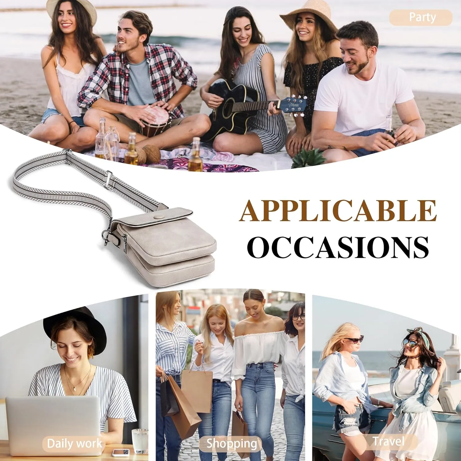 Quilted Crossbody Bags for Women 3-Pockets Crossbody Purses Vegan Leather Shoulder Handbags with Wide Strap