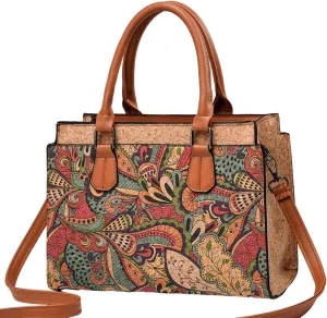 Quilted Crossbody Bags For Women Vegan Leather Purses Waterproof Natural Cork Shoulder Bag Handbags