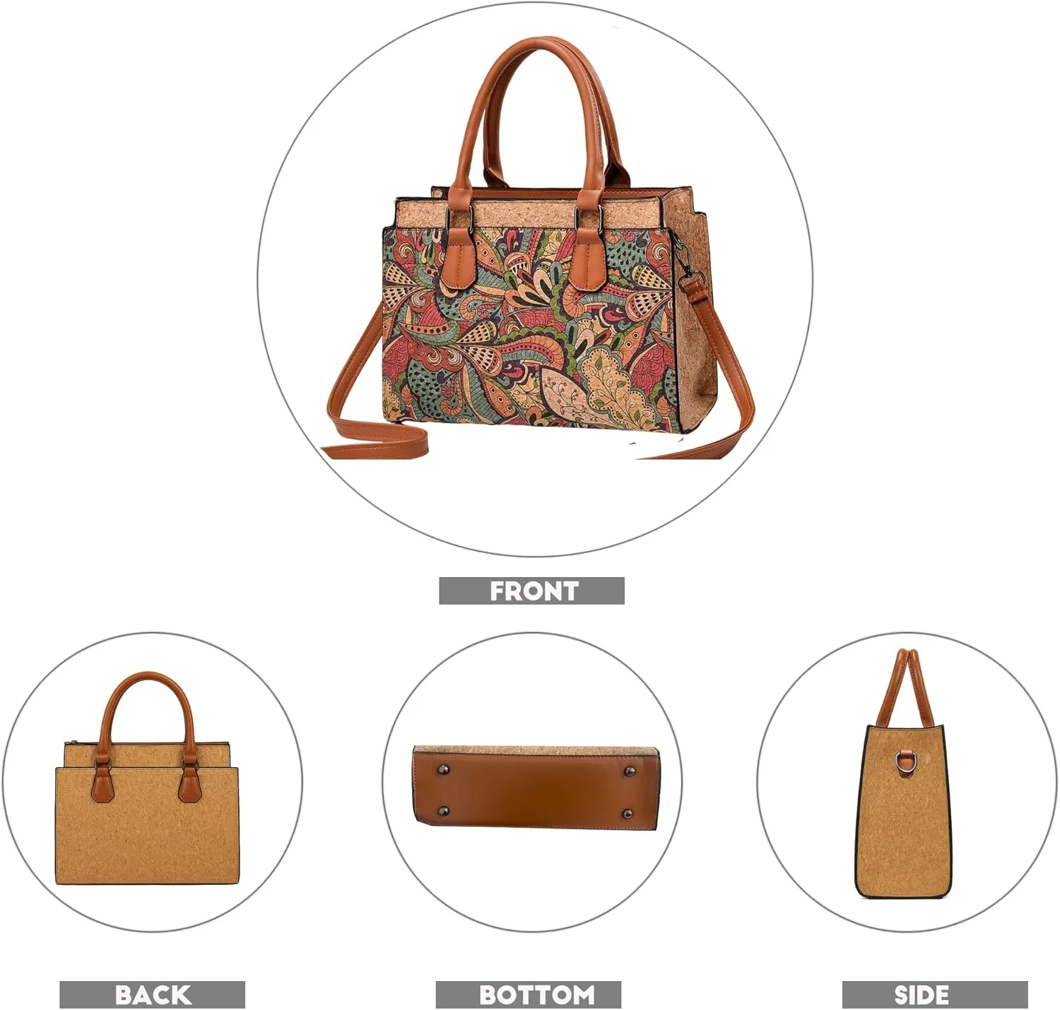 Quilted Crossbody Bags For Women Vegan Leather Purses Waterproof Natural Cork Shoulder Bag Handbags