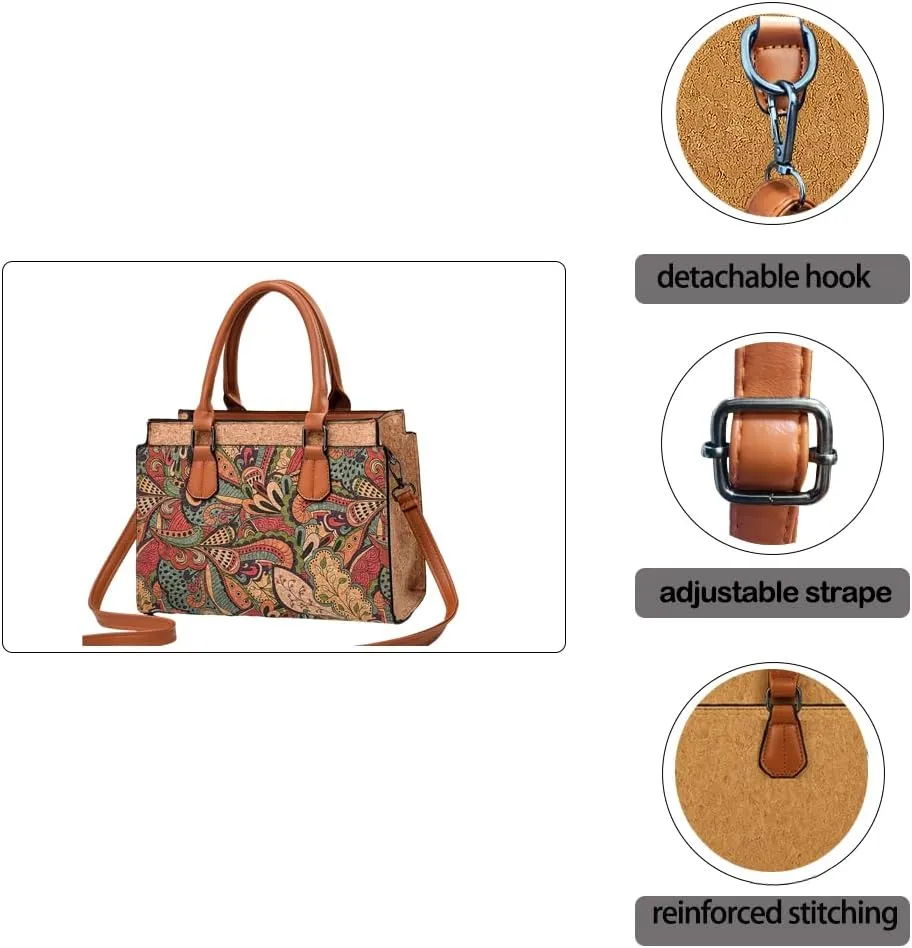 Quilted Crossbody Bags For Women Vegan Leather Purses Waterproof Natural Cork Shoulder Bag Handbags