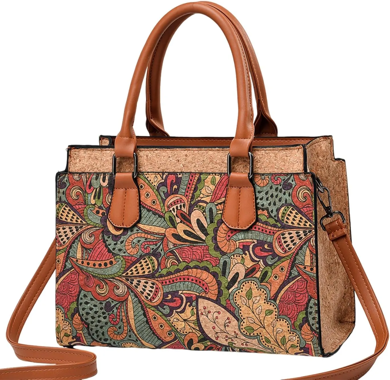 Quilted Crossbody Bags For Women Vegan Leather Purses Waterproof Natural Cork Shoulder Bag Handbags