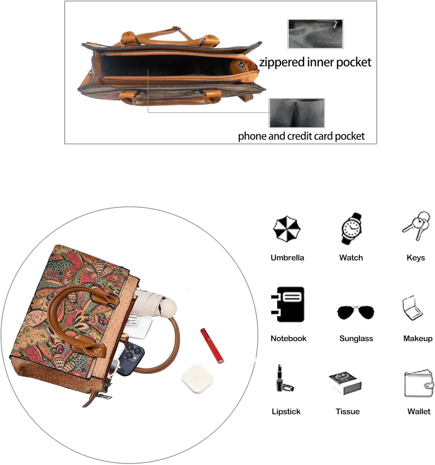 Quilted Crossbody Bags For Women Vegan Leather Purses Waterproof Natural Cork Shoulder Bag Handbags