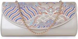 Quilted Crossbody Bags for Women with Embroidery, Trendy Designer Shoulder Bag Phone Wallet Umbrella Clutch Purse for Women
