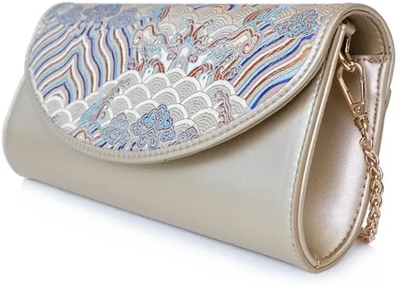 Quilted Crossbody Bags for Women with Embroidery, Trendy Designer Shoulder Bag Phone Wallet Umbrella Clutch Purse for Women