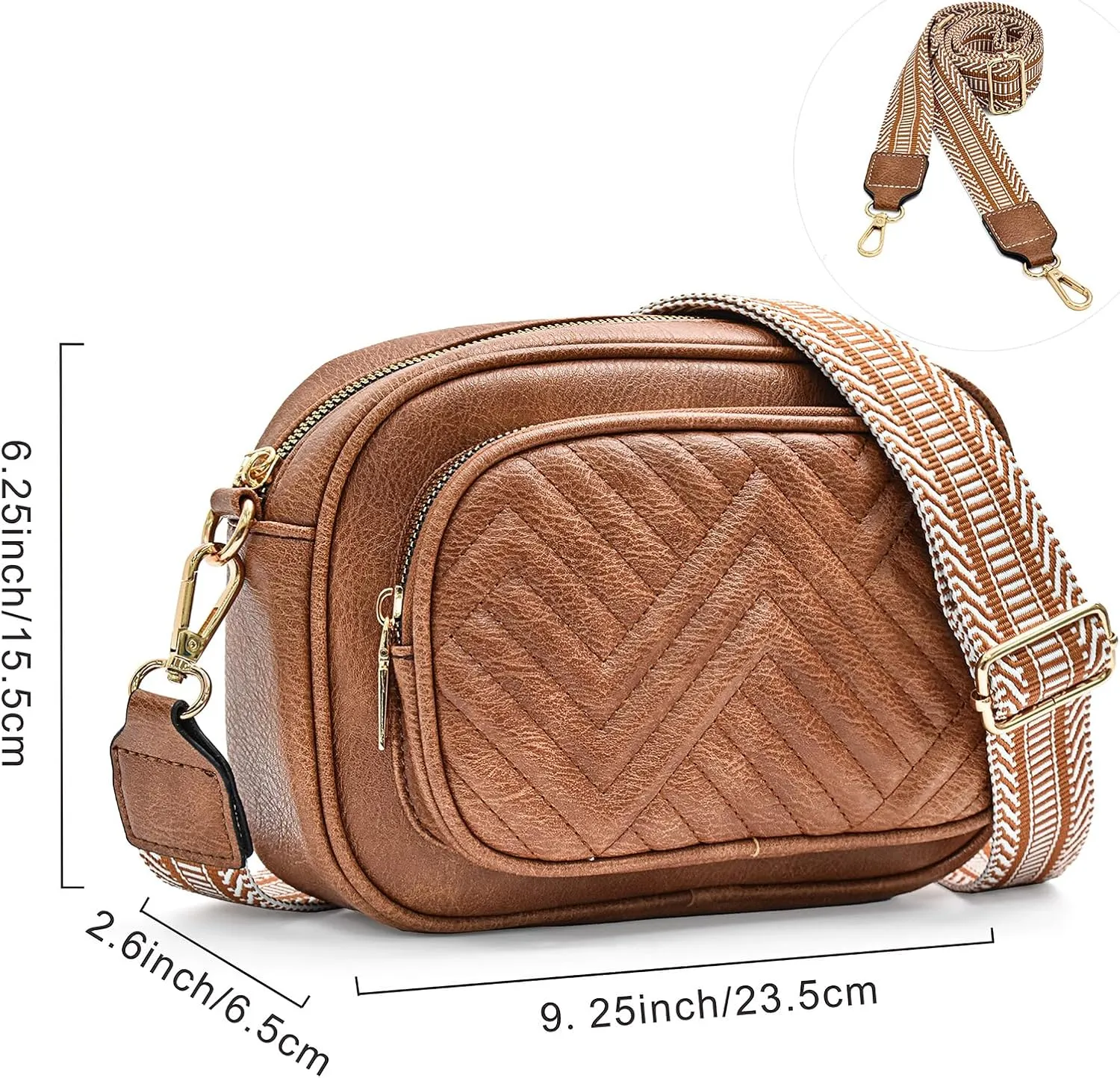 Quilted Crossbody Bags Purse for Women Small Vegan Leather Shoulder Handbags Purses with Two Straps