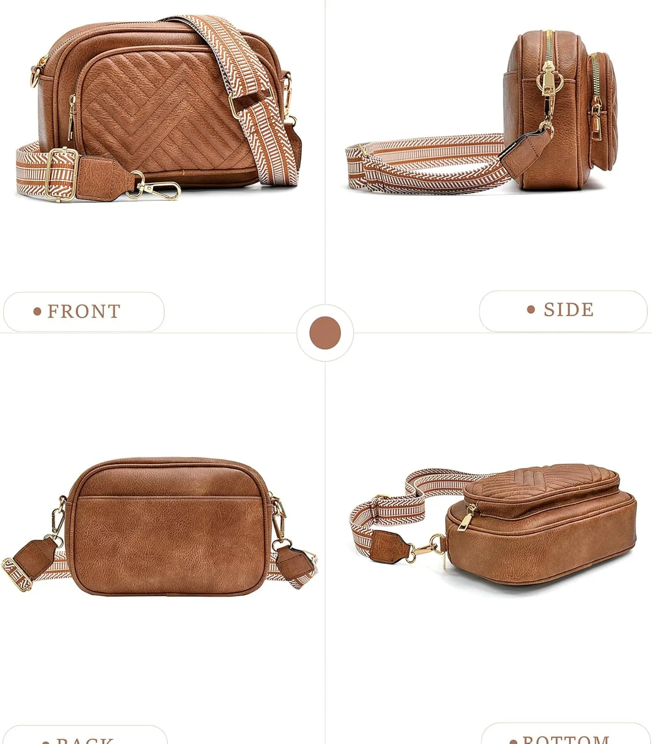 Quilted Crossbody Bags Purse for Women Small Vegan Leather Shoulder Handbags Purses with Two Straps
