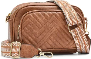 Quilted Crossbody Bags Purse for Women Small Vegan Leather Shoulder Handbags Purses with Two Straps