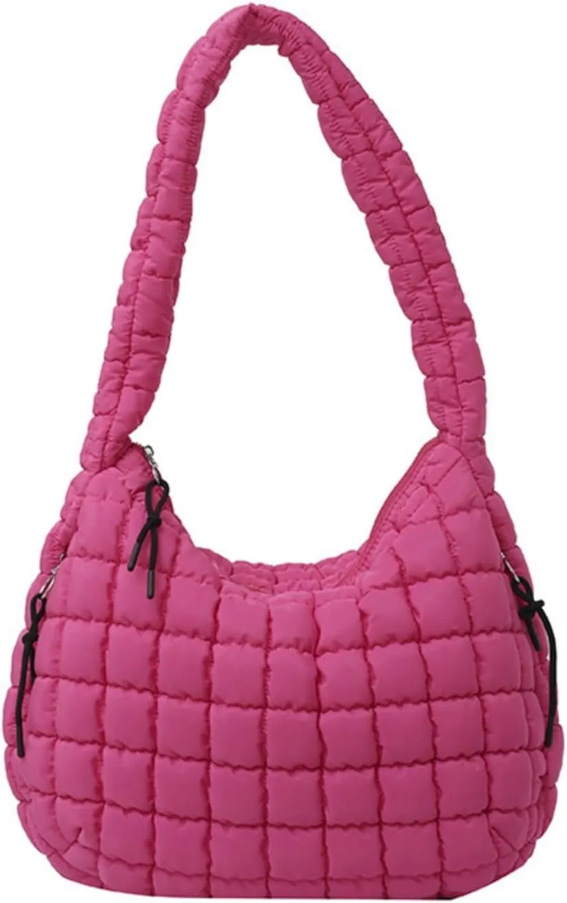 Quilted Puffer Tote Bags for Women Lightweight Quilted Padding Shoulder Bag Satchel Handbag Zip Puffer Bag Green