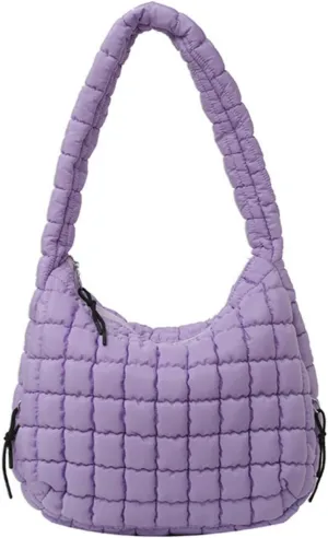 Quilted Puffer Tote Bags for Women Lightweight Quilted Padding Shoulder Bag Satchel Handbag Zip Puffer Bag Green