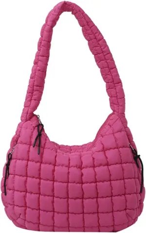 Quilted Puffer Tote Bags for Women Lightweight Quilted Padding Shoulder Bag Satchel Handbag Zip Puffer Bag Green