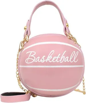 QZUnique Basketball Shaped Cross Body Bag Round Handbag PU Leather Messenger Shoulder Bag Personality Purses for Women