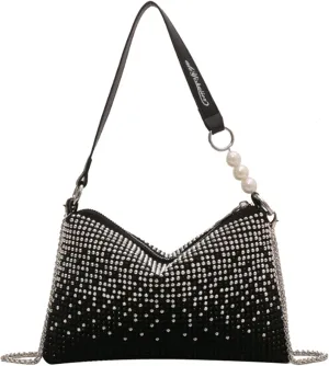 RARITYUS Bling Rhinestone Crossbody Bag for Women Fashion Evening Handbag Underarm Bag Clutch Purse with Top Handle