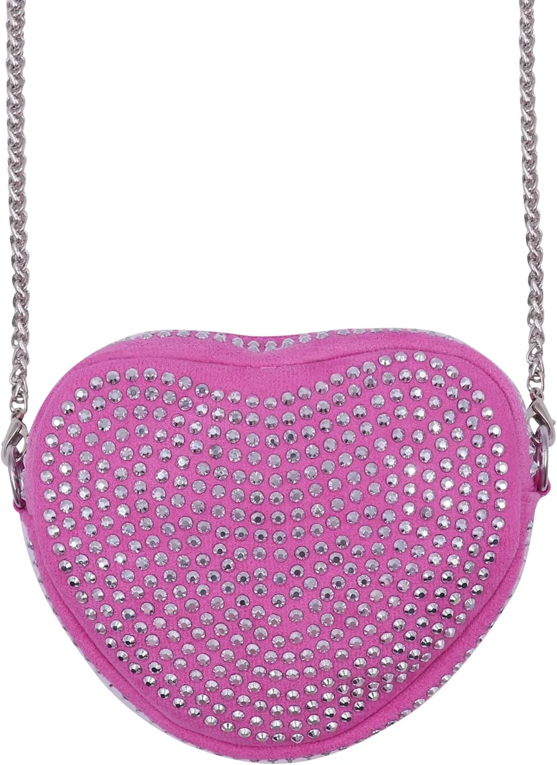 RARITYUS Cute Heart Shaped Purse Bling Rhinestone Crossbody for Women Girls Wallet Shoulder Bag with Chain Strap
