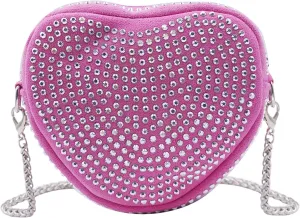 RARITYUS Cute Heart Shaped Purse Bling Rhinestone Crossbody for Women Girls Wallet Shoulder Bag with Chain Strap