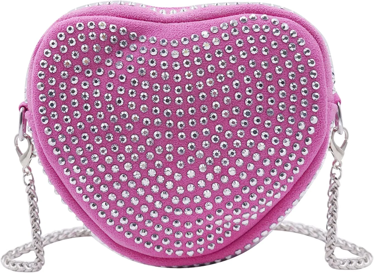 RARITYUS Cute Heart Shaped Purse Bling Rhinestone Crossbody for Women Girls Wallet Shoulder Bag with Chain Strap