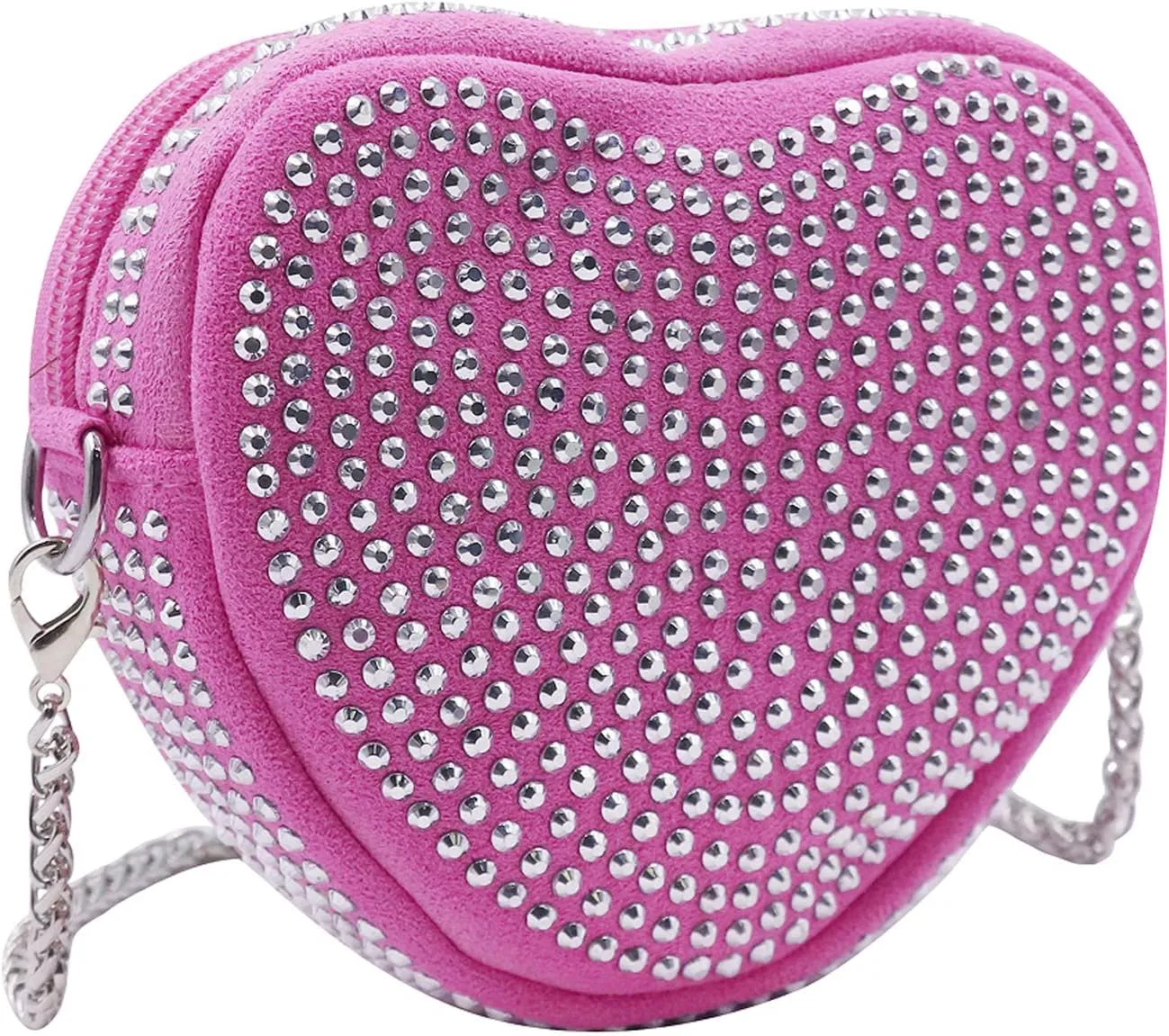 RARITYUS Cute Heart Shaped Purse Bling Rhinestone Crossbody for Women Girls Wallet Shoulder Bag with Chain Strap