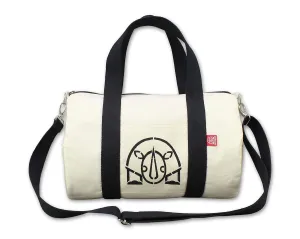 Raw Cotton Duffel Bag Crossbody Strap Hippirhino Logo Stenciled Personalized Custom Initial Letter Stencil Duffle