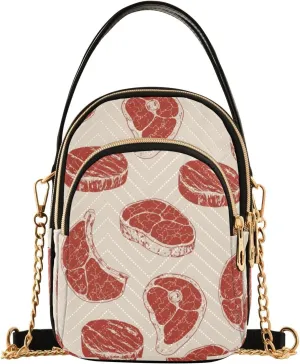 Raw Red Meat Pattern Design Crossbody Bags Shoulder Bag for Women Stylish Ladies Messenger Bags Cell Phone Purse and Handbags Wallet