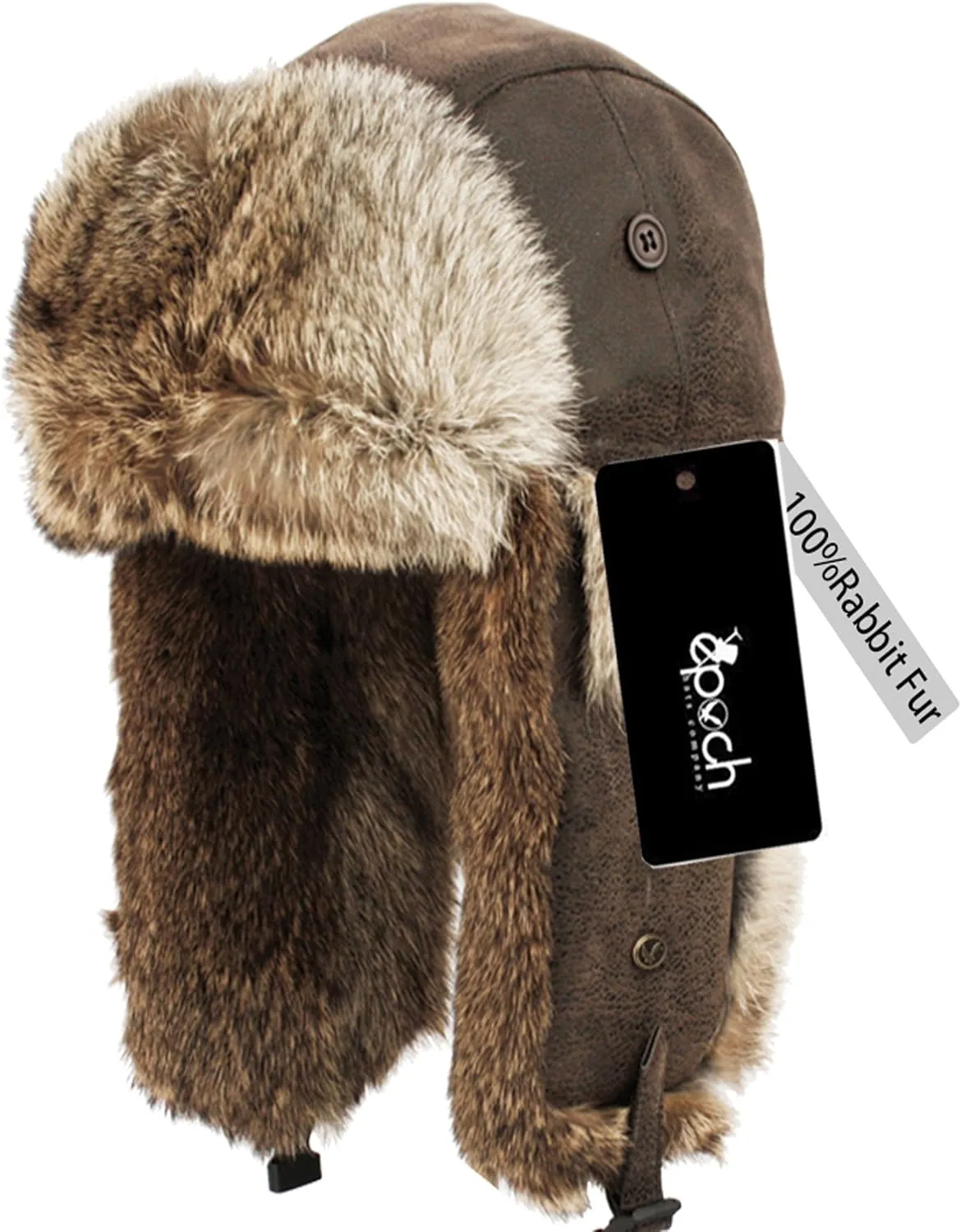 Real Rabbit Fur Trapper Hunting Hat Aviator Winter Cap