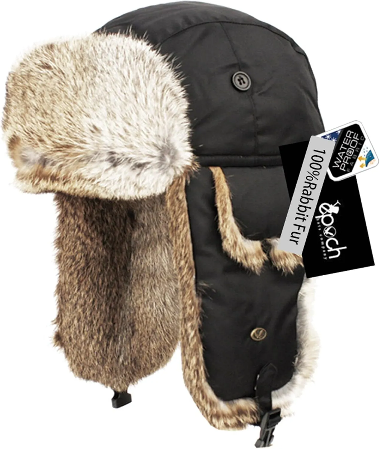 Real Rabbit Fur Trapper Hunting Hat Aviator Winter Cap