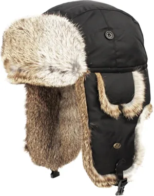 Real Rabbit Fur Trapper Hunting Hat Aviator Winter Cap