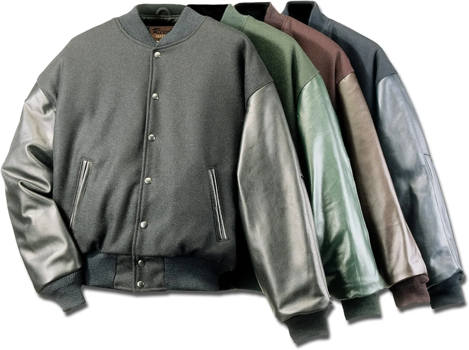 REED Men's Premium Varsity Leather/wool Jacket Made in USA