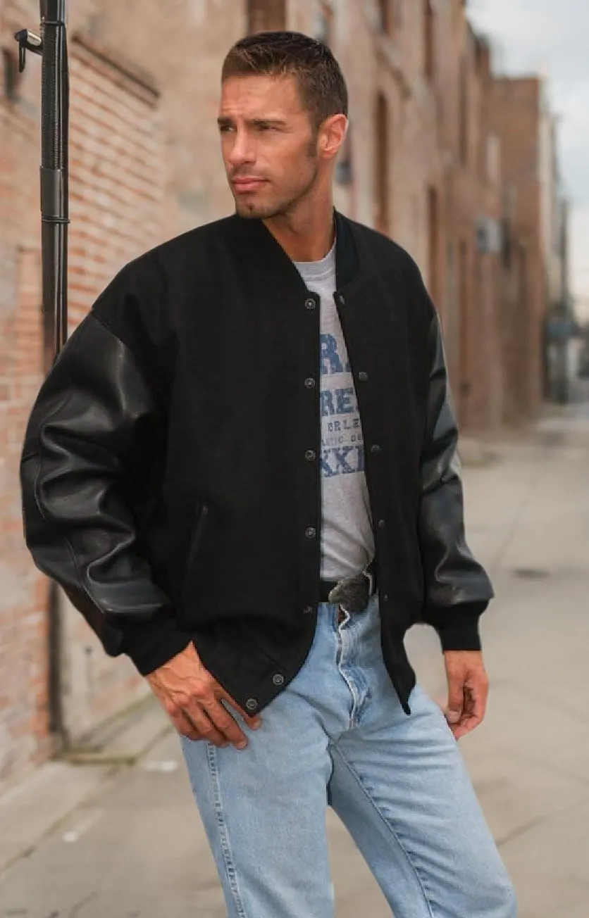 REED Men's Premium Varsity Leather/wool Jacket Made in USA
