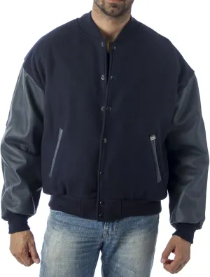 REED Men's Premium Varsity Leather/wool Jacket Made in USA