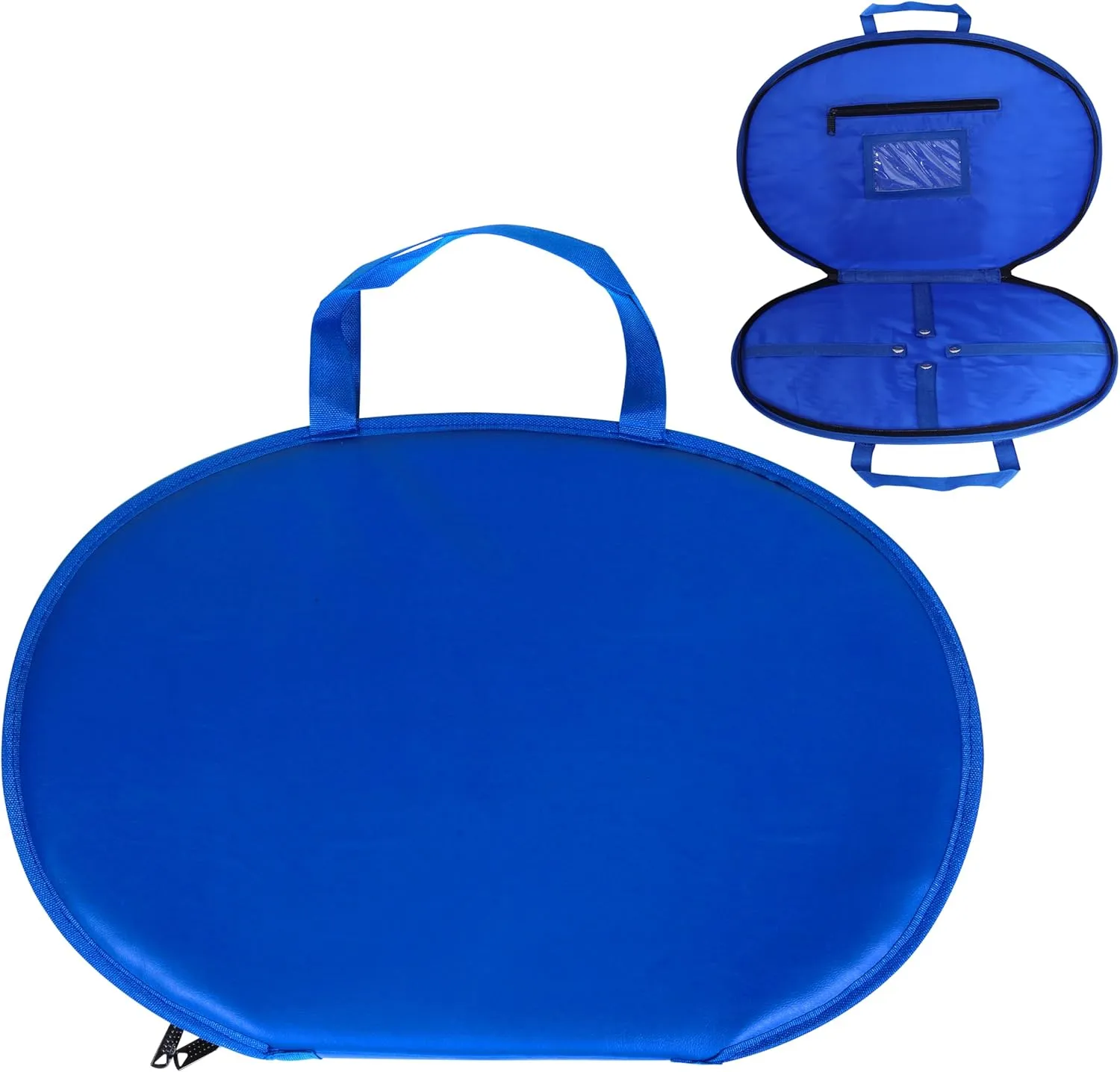 Regalia Chain Collar Case – Soft Padded Faux Leather Bag with Secure Straps & Zipper Pocket – 5 Color Options (BLUE)